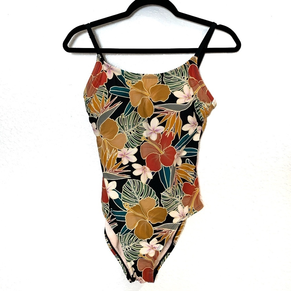 Hurley One Piece Swimsuit Womens Size Small Floral Strappy Back Tropical NEW